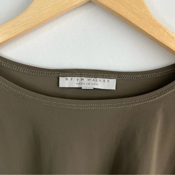 Bryn Walker XL Top Blouse Boxy Relaxed Fit Poncho Lagenlook Nylon Green Gray - Picture 4 of 8